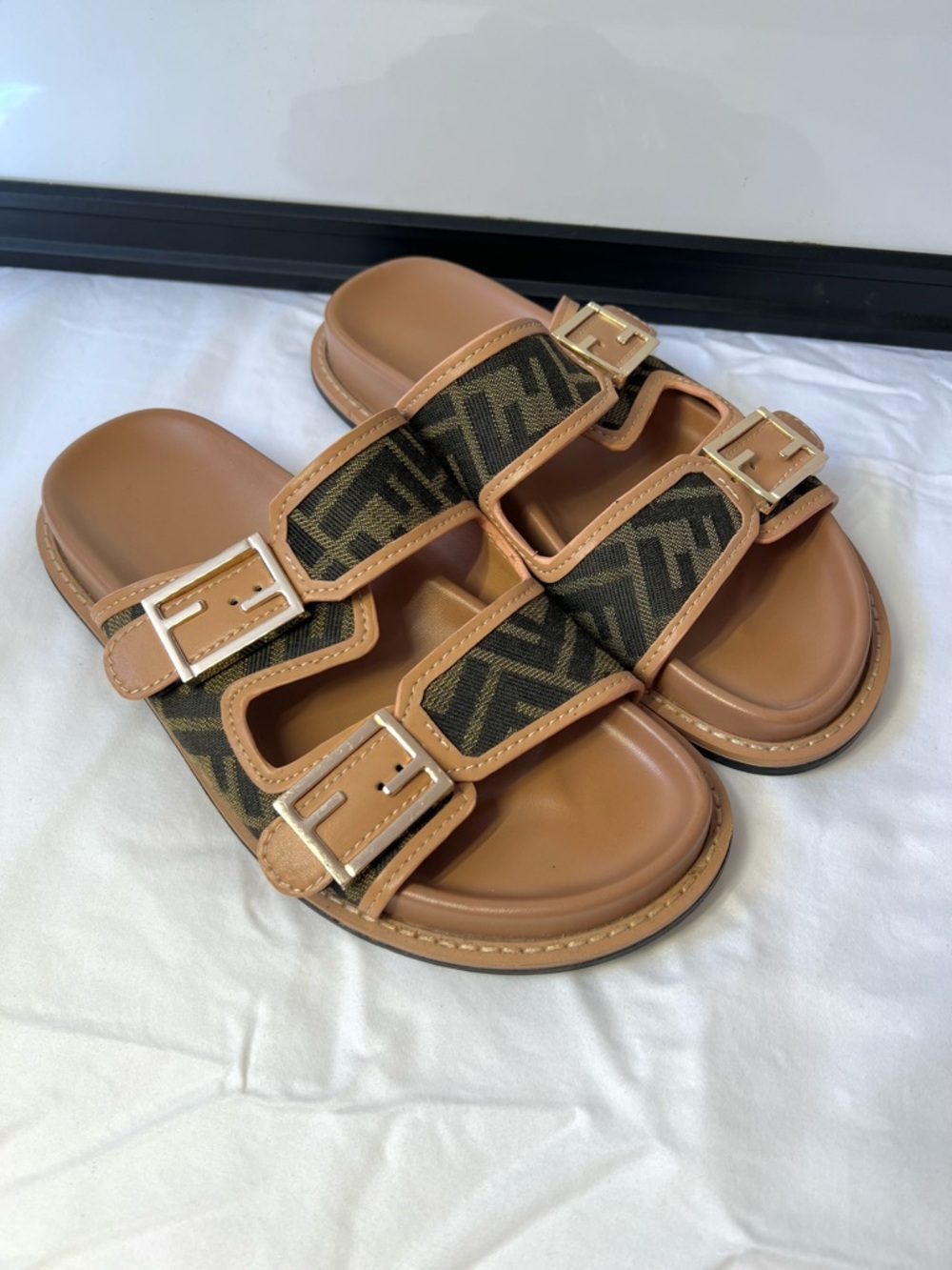 Fendi Zucca Birkenstock Slide Sandals Size 8